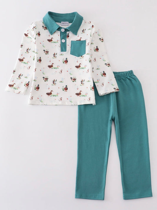 Teal Duck Pants Set