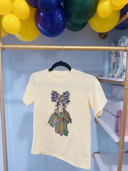 *Tween* Rhinestone Bow Tassel Tee