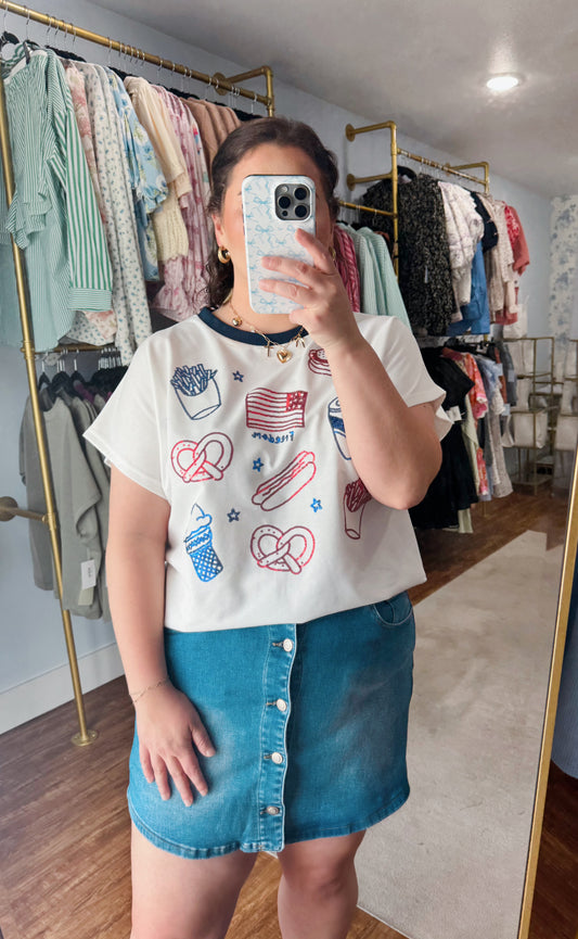 Button Front Denim Skort