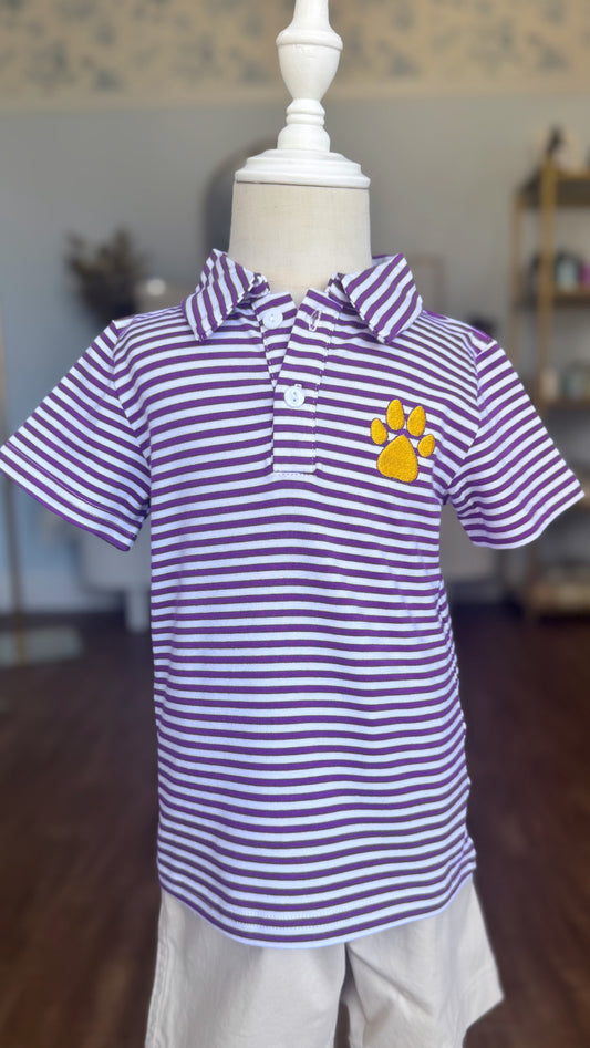 LSU Stripe Collared Polo