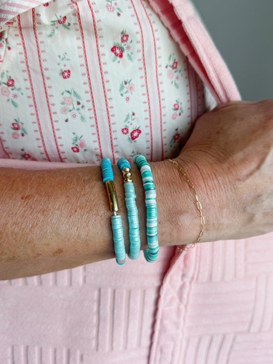 Blue Beaded Bracelet Stack
