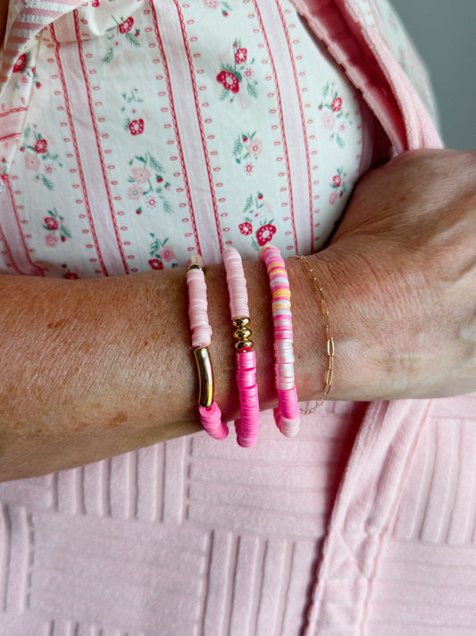 Pink Beaded Bracelet Stack