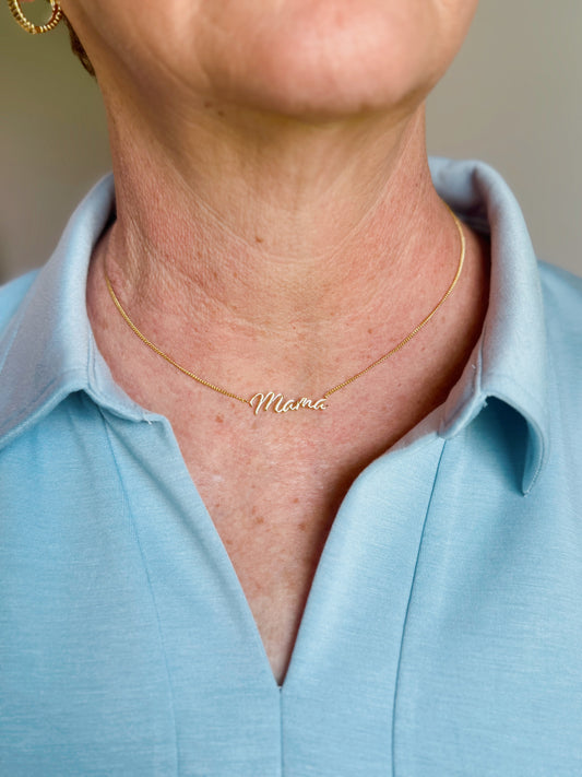 Mama Script Necklace