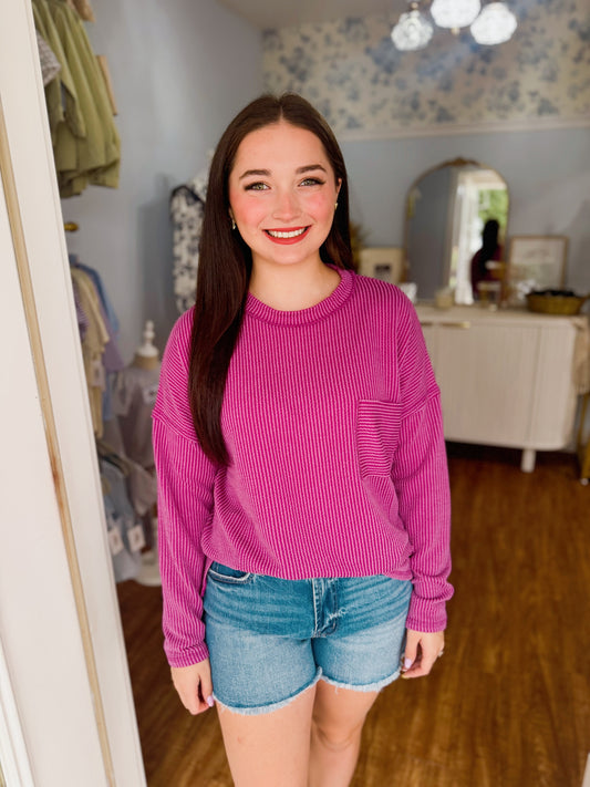 Long Sleeve Pocket Ribbed Tee