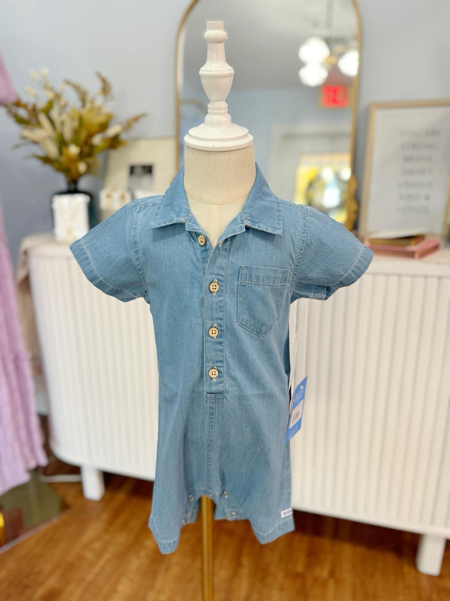 Denim Button Up Romper