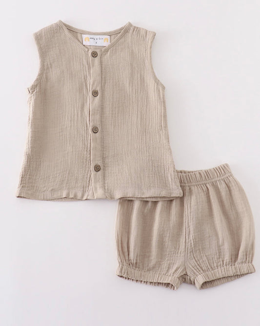 Gauze Bubble Short Set