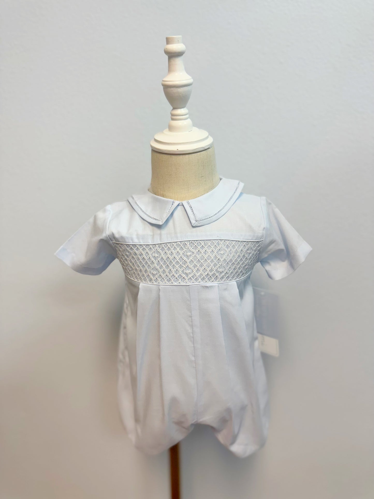 Blue Collared Smocked Bubble