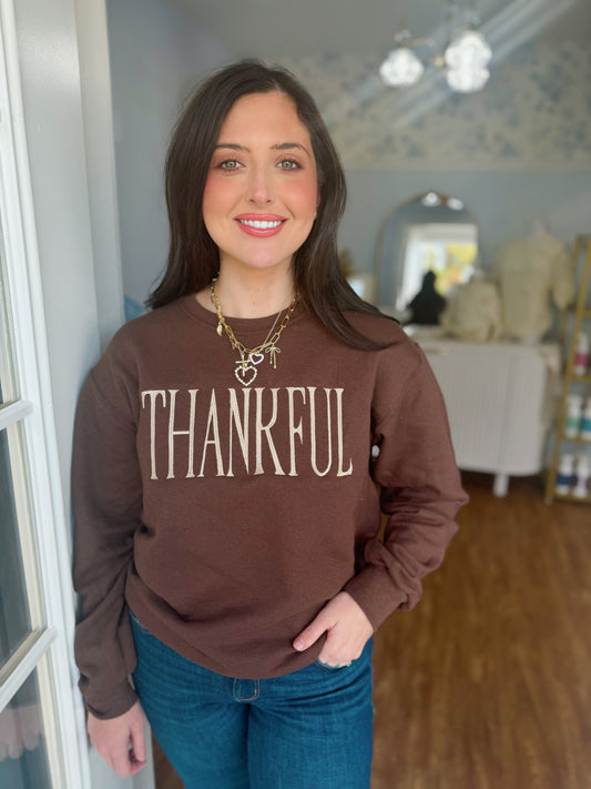 Thankful Embroidery Sweatshirt