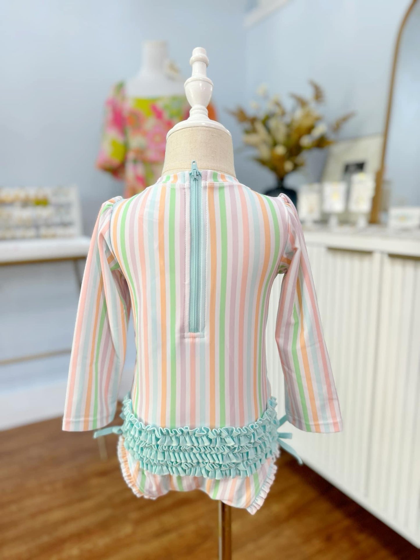 Pastel Stripe Rash Guard One Piece