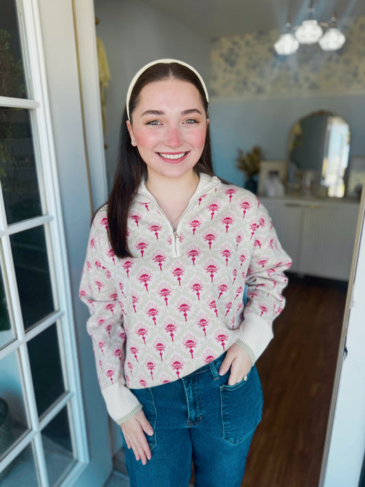 Floral Mock Neck Sweater