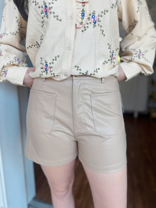 Taupe Leather Short