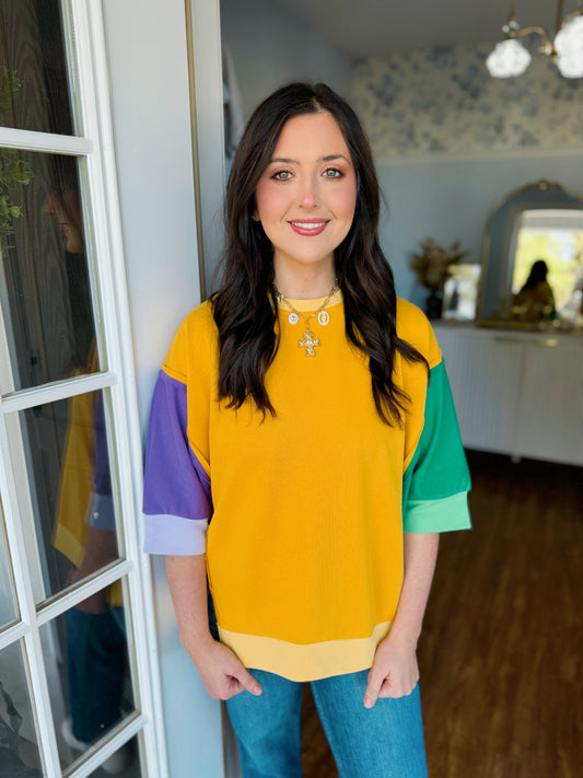 Mardi Gras Color Block Top