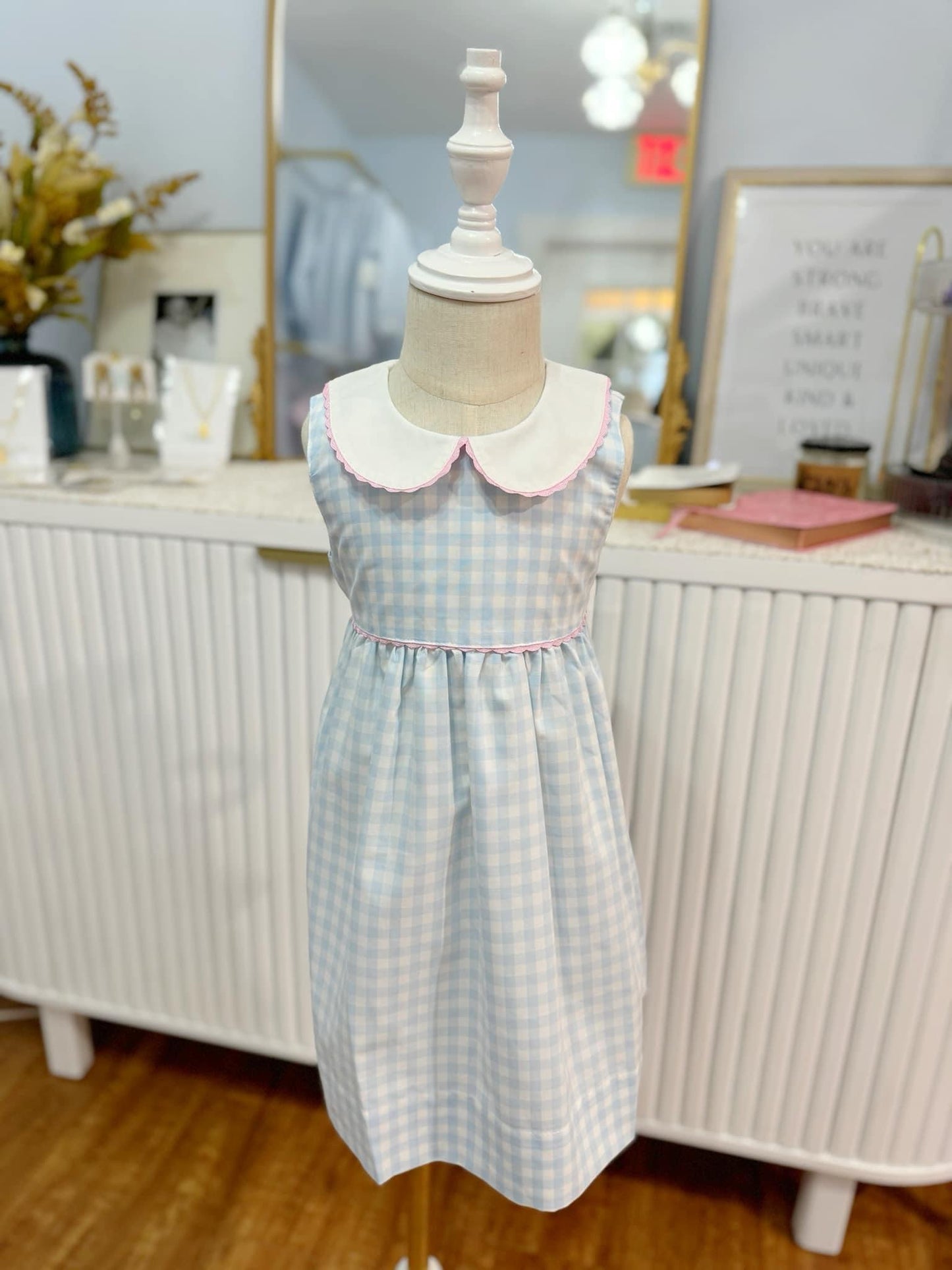 Blue Gingham Ric Rac Dress