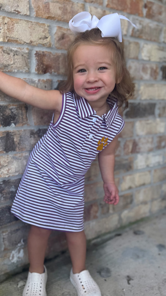 LSU Stripe Collared Dress