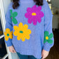 Mardi Gras Floral Sweater Top