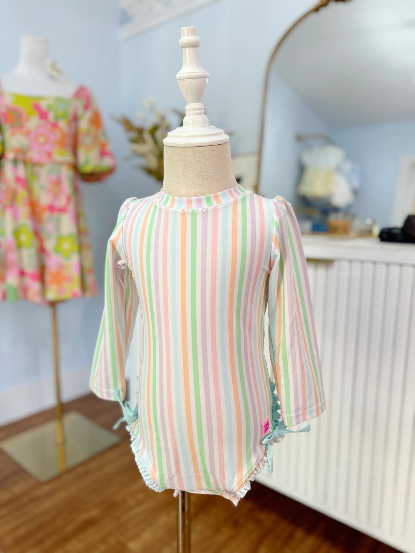 Pastel Stripe Rash Guard One Piece