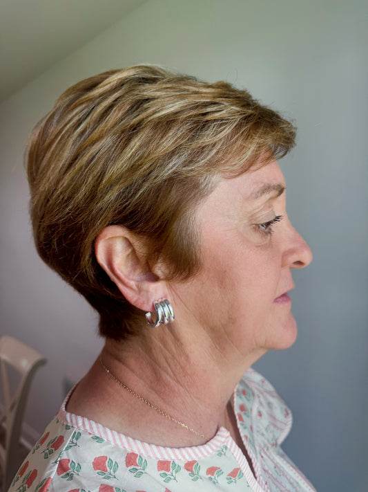 Silver Chunky Triple Hoops